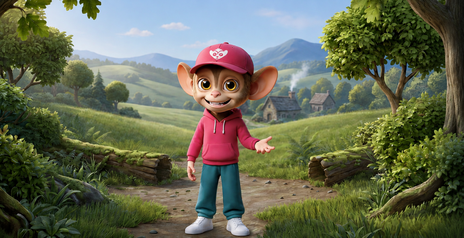 Tarsumi, la mascotte d’Eurekool, dans une scène de dessin animé pédagogique