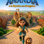 Affiche officielle Eurekool de l’univers « Amandia et le Mystère des Nougatos », présentant Amandia et les personnages de l’aventure dans leur univers illustré.