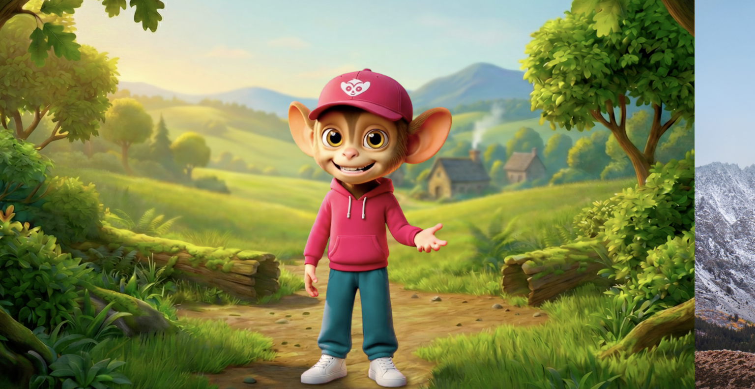 Tarsumi, la mascotte d’Eurekool, dans une scène de dessin animé pédagogique